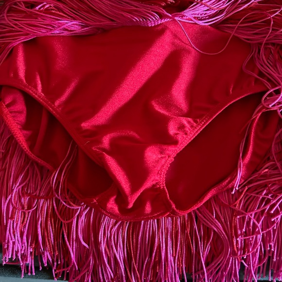 🎅🏻 SALE! REVOLUTION RED/FUCHSIA SEQUINED FRINGE JAZZ DANCE COSTUME SIZE MC - Picture 13 of 15